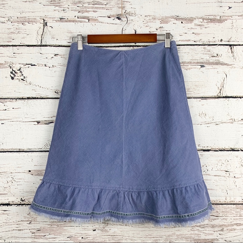 BODEN Periwinkle Corduroy Frayed Midi Skirt EUC